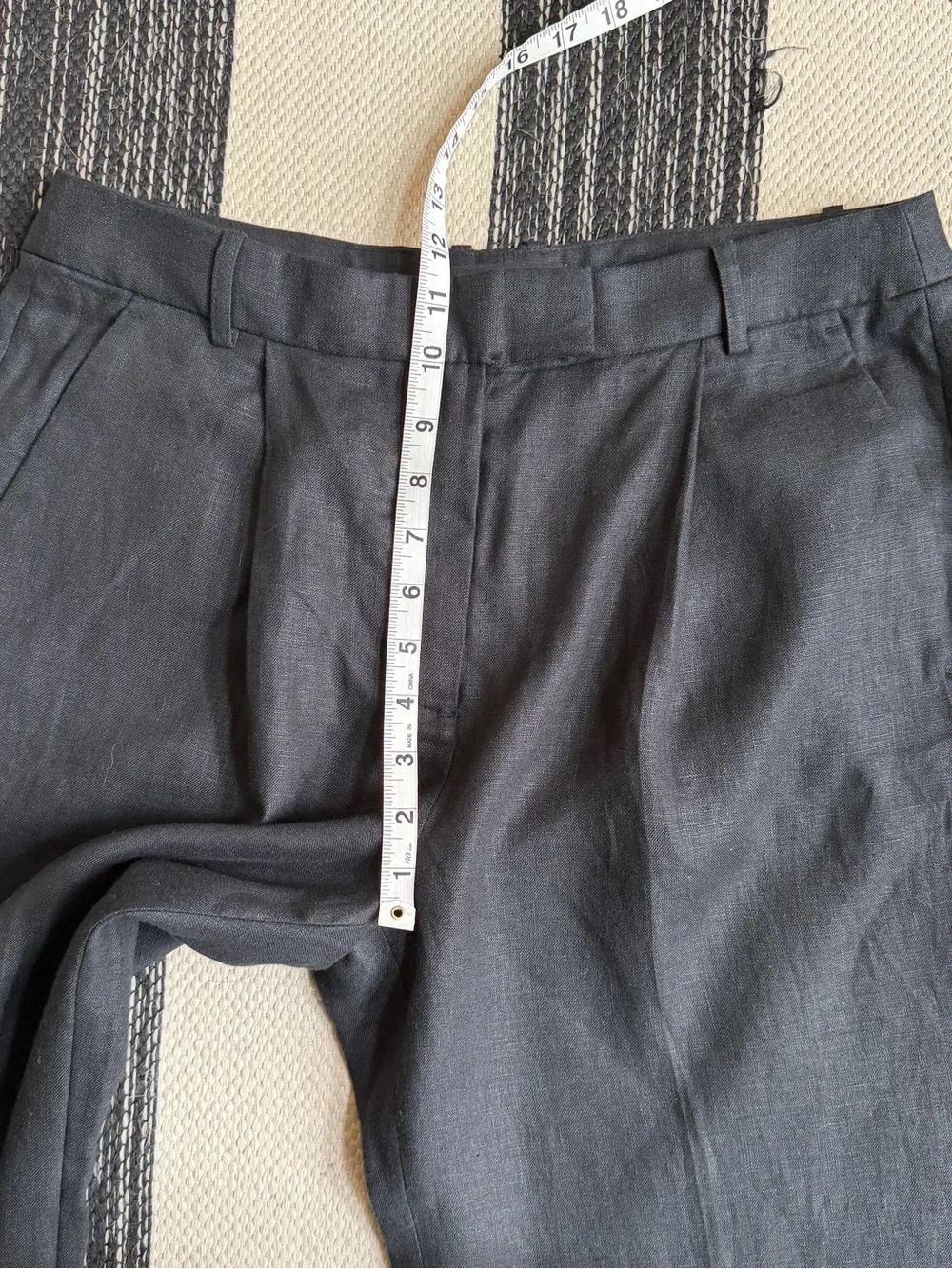Banana Republic Women's Linen Black Wide-Leg Dress Trousers Size 10L